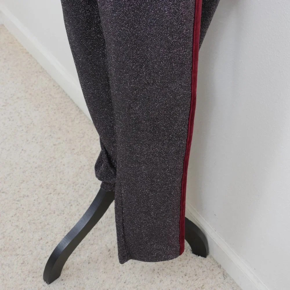 Scotch & Soda Black Red Wine Side Stripe Metallic Glitter Low Rise Size SZ Pant - Picture 7 of 16